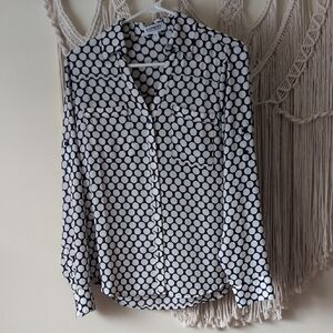 Express Blue and White Button Down Shirt